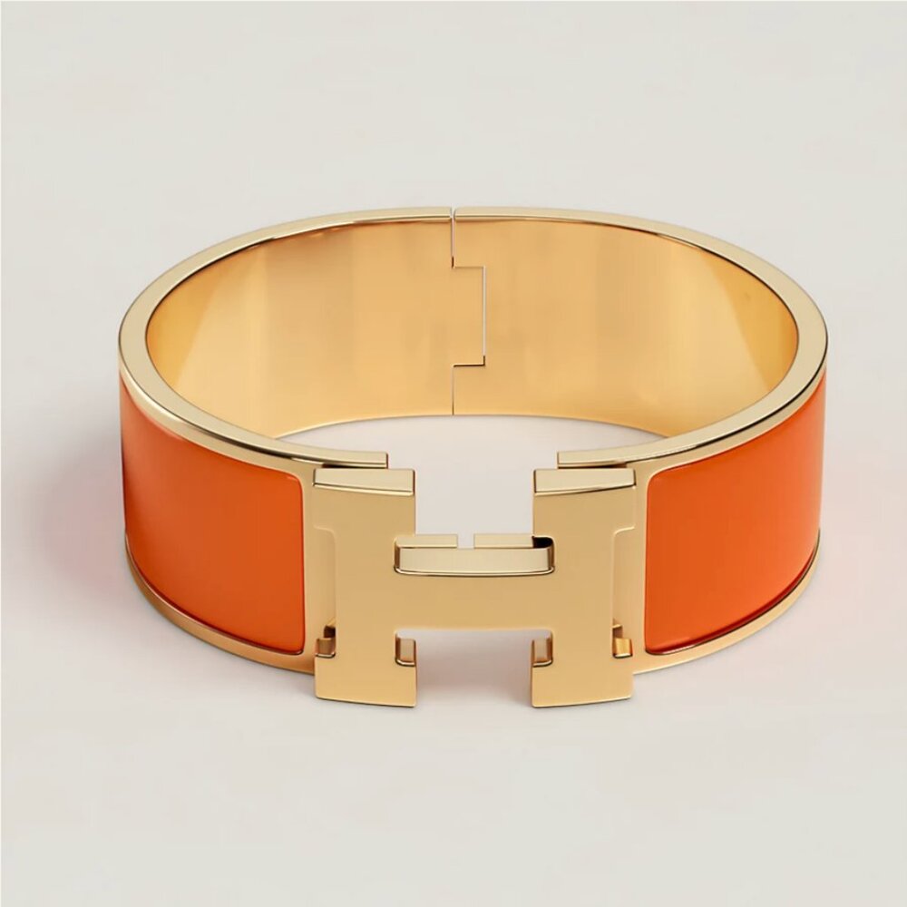Hermes orange Clic Clac H bracelet